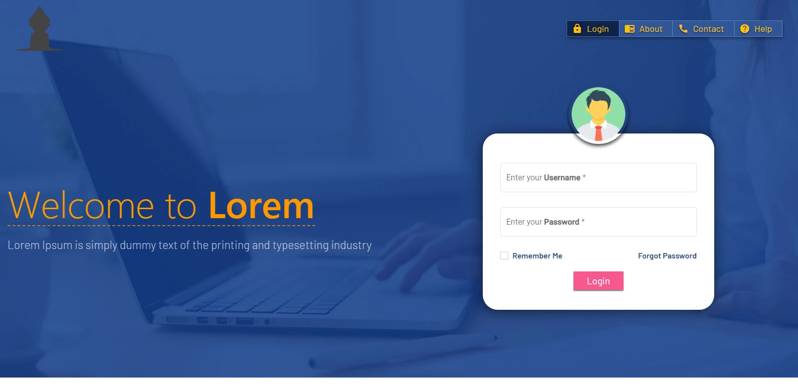 ECMS sign-in screen with a welcome message on a blue background and a sign-in card with username and password fields.